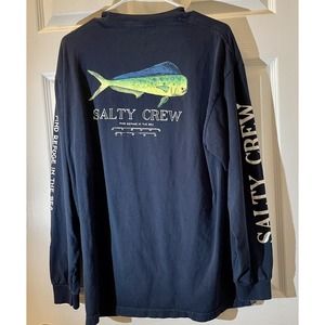 Salty Crew Men's Long Sleeve T-Shirt Navy Blue Size Large